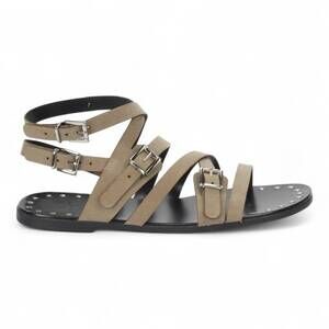 NEW LOVE RIO women's leire suede flat sandal in mushroom
